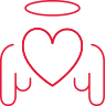 Icon of a heart with wings and a halo