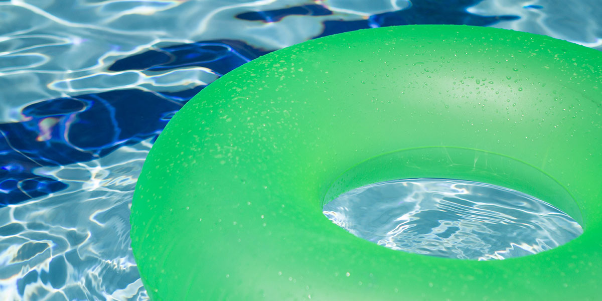 A floating inner tube in a swimming pool